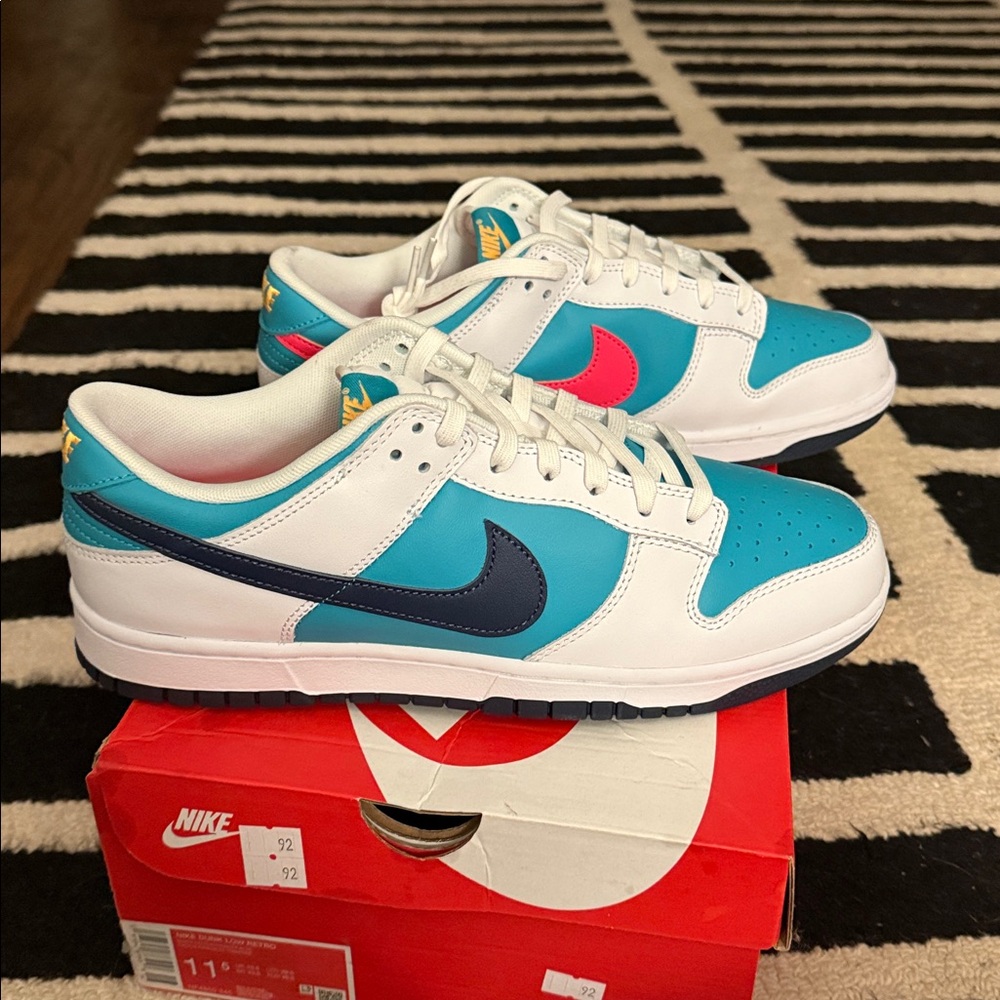 Nike Dunk Low Teal and White Sneakers